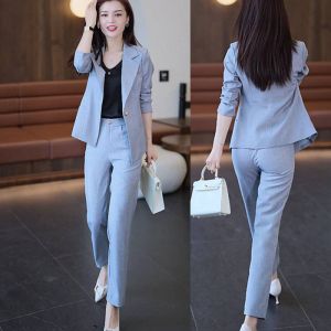 formal attire for women blazer for woman Single/set 2022 Spring and Autumn New Casual Fashion Slimming Professional Suit Two-piece Elegant Suit Womens Suit㏇X0411