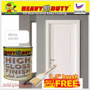 L9102 WHITE 1L ( FREE 1.5 in Brush ) HEAVY DUTY Brand High Gloss Finish Paint for Wood & Metal