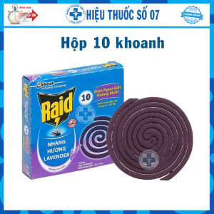Hộp 10 khoanh nhang muỗi Raid hương Lavender