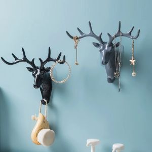 Vintage Deer Head Antlers Wall Hanging Hook for Clothes Hat Scarf Key Hanger Rack Wall Decoration