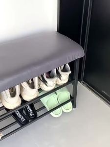 Steel Shoe Rack Shoe Stool Home Indoor Shoe Stool With Soft Cushion Shoe Bench Stool