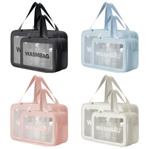 Clear Makeup Bag Large Capacity Cosmetic Bag Waterproof Wash Bag Handheld Travel Toiletry Bag Makeup Storage Bag