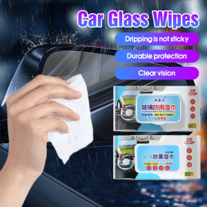 【Ready Stock】🚗 Car Glass Wipes 80pcs Car Anti Fog Anti Rain Cleaning Wet Wipes Rearview Mirror Windshield Special Wet Wipes Car Cleaning Tool 汽车玻璃湿巾