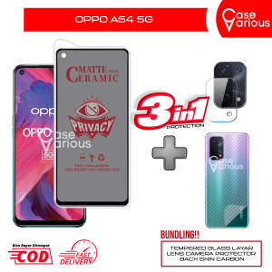 Tempered Glass Oppo A54 5G Anti Gores Spy Matte Privacy Free Camera Lesn dan Skin Carbon