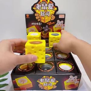 Colored Pinching Stress Relief Toy Cute Cheese Mouse Cup Novelty Pen Holder Multipurpose Soft Portable Vent Block Festival Birthday Gift