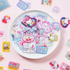 40PCS Mixed Cute Sanrio Stickers Cinnamoroll HelloKitty Kuromi Decals DIY Phone Luggage Laptop Guitar Sticker Kids Toy