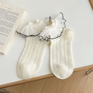 Denosim Ren Hàn Quốc Bow tất ống dài trung bình cho bé trẻ em ngọt ngào Lolita Ruffle công chúa vớ dễ thương JK Kawaii gilrs tất thoáng khí giày dép