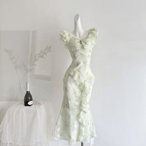 2026 Summer Floral French Retro Design Waist Slim Women Dress