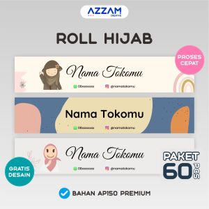 PAKET 60 PCS - ROLL HIJAB LABEL HIJAB ROLL KERUDUNG LABEL PENGIKAT KERUDUNG