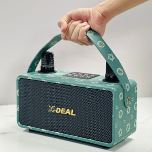 X-DEALX bluetooth speaker wireless dual microphone KTV subwoofer home portable karaoke RGB portable audio