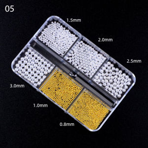 UR SUGAR 6Grids Acrylic Flower 3D Nail Art Decorations Resin Charms Gold Beads Caviar Pearl Mixed Rhinestones Accessories