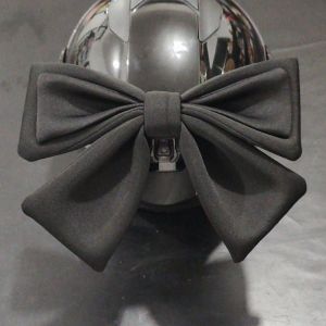 25cm Raimu Kawasaki Helmet Bow Decoration Double-Layer Bows Electric Motorcycle Cat Ear Helmet Ornament Bow Red Rose Black Color