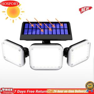[HOSPORT Official Mall] 112 LED Outdoor Super Bright LED IP65 Waterproof 3 Heads Flood Light with 3 Modes 6000-6500K for Yard Street Stadium House