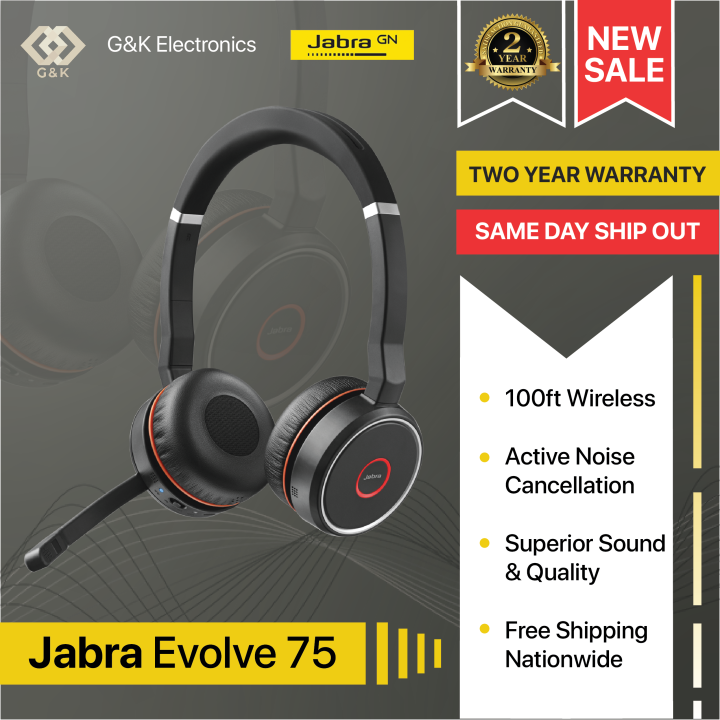 Jabra Evolve 75 Professional Wireless Headset With Active Noise Cancelling Anc Headset Lazada Ph