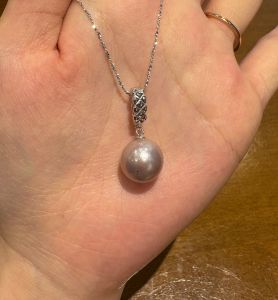 Rare Purple Freshwater Pearl Pendant Necklace 925 Sterling Silver Chain Minimalist Elegant Jewelry for Women