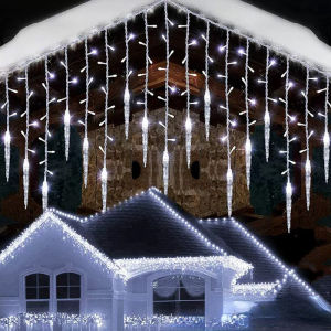 Philippines Top1 96L Solar Christmas Curtain Lights Outdoor Waterproof Fairy Ice Cone Lights for Xmas Party Decor Garden House