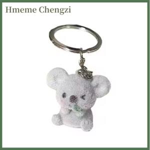 Hmeme Flocked Koala Keychains Resin Cartoon Cute Stuffed Animal Charms Bag Pendant Keychain For Men Women Friends Couple