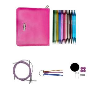 9Pair Metal Circular Knitting Needle Set with Case 3.5mm-8.0mm Interchangeable Circular Knitting Needle Crochet Hook Set
