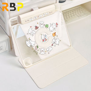 RBP three-fold 2-in-1 painted cute painted cartoon iPad case for iPad Pro 11 12.9 inch 2024 2020 2021 2022 Air 4 Air 5 10.9 Air 6 13 inch m2 iPad 10.2 7th 8th 9th gen mini 6 8.3 anti-bending no pen slot double-sided clip leather rotatable split case