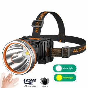 HELUVK USB Rechargeable Sensor Headlights Waterproof Long-Range Smart Sensor Head Lamp  Super Bright LED Headlamp Outdoor Use