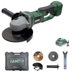 TANZU 21V Rechargeable Brushless Angle Grinder 850W 3 Speed Adjustable 125MM Grinding Wheel with Auxiliary Handle Multifunctional Power Tool for Metal Stone Wood Cutting & Polishing