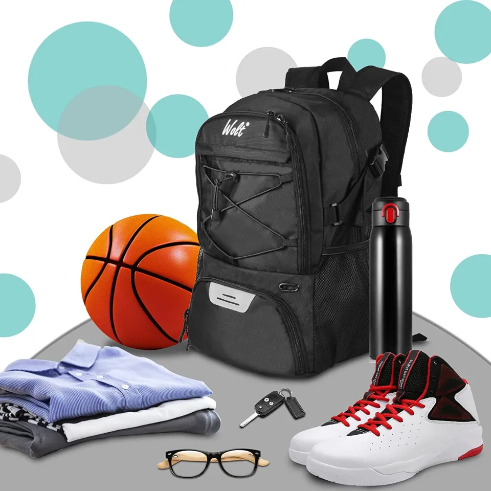 Wolt Basketball Backpack Large Sports Bag With Separate Ball Holder  Shoes Compartment, Best For Basketball, Soccer, Volleyba