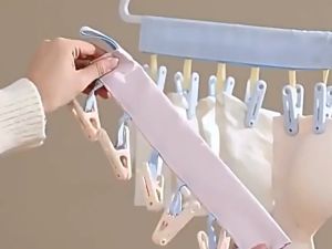 Travel Folding Portable Fabric Clothes Drying Rack with Clips Windproof Hanger Drying Socks Hat (3pcs)