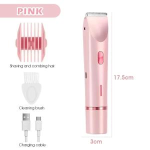 2‑in‑1 Women Electric Shaver IPX4 Waterproof Wet Dry Hair Trimmer Detachable Painless Epilator for Travel Home Use