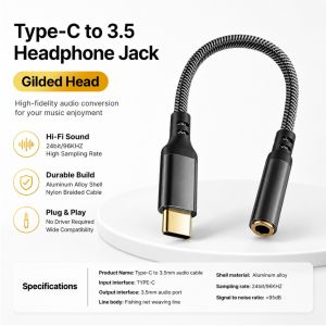 ✅【SG】USB C to 3.5mm Audio Adapter  HiFi DAC Headphone Jack AUX Converter  Mic Call & In-Line Control  Type-C 90° Right Angle and iPhone Adapter Options  Earphone Dongle for Phone Tablet Laptop Computer  Plug and Play