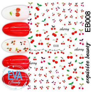 Sticker Dán Móng Tay 3D Dạng Decal Dán Chống Nước Hoạ Tiết Trái Cây Quả Anh Đào Cherry EB008