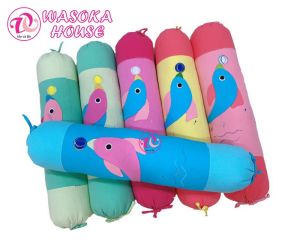 Gối ôm cho bé 70cm cotton cara mềm mại thoáng mát họa tiết trên gối đắp hình cá đáng yêu phù hợp cho bé từ 1 tuổi