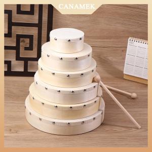 [CANAMEK] Frame Drums 4 6 7 8 9 10 Inch Hand Drum Wood Drum With Drum Stick Set Musical Game Kids Educational Toy Percussion Instrument