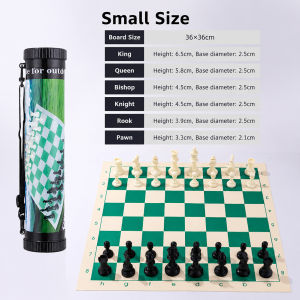 Luxury Tournament Chess Set International Chess Board Leather Mat Roll Up With Storage Bucket Set Catur