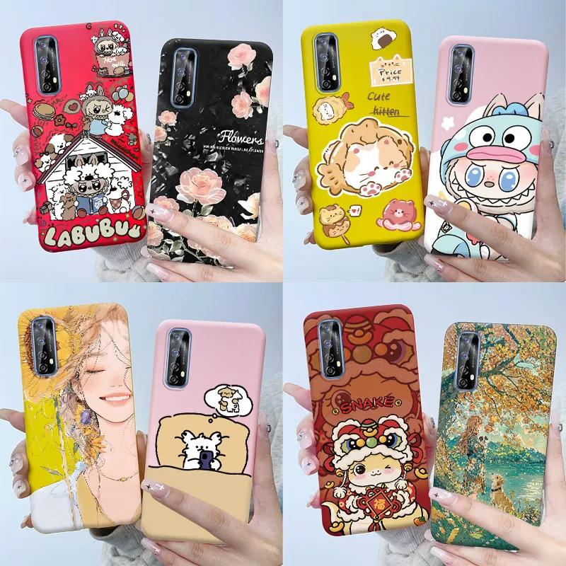 For Realme 7, Narzo 20 Pro, Narzo 30, Pro Phone Cases RMX2155 RMX2161  RMX2156 Soft Silicone Cover RMX2170 New Design Cartoon Fashion Labubu  Printing