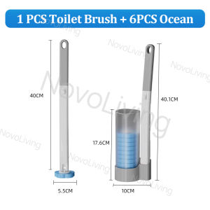 Buy 1 Get 1 Free!Disposable Toilet Brush Toilet Cleaning System Deodorizer Anti-bacterial Contactless Toilet Household Brush Bathroom Wall Mounted Long Handle 360° Revolving Replaceable Brush Head Scented Cleaner with Storage Caddy