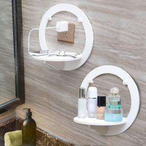 1PC Floating Wall Shelf Living Room Creative Clapboard Bedroom Round Wall Hanging Stand Rack Decor