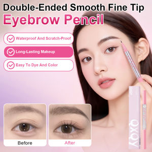 [Waterproof/Sweatproof Dual-Ended] Ultra-Thin Brow Pencil Smudge-Proof Natural Look Long-Lasting Eyebrow Makeup Pen with Refillable Tip Easy Application