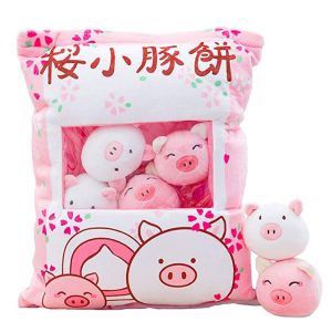 ANGCHI ของประดับห้อง วันเกิด กระต่ายซากุระ ลูกสัตว์ขนาดเล็ก ตุ๊กตาของเล่น คอร์กี้ หมอนตุ๊กตา ของเล่นพุดดิ้งกระเป๋าตุ๊กตา ถุงของเล่นตุ๊กตา โยนหมอน