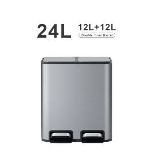 JustLiving 1PC 18/24/40/50L Kitchen Classification Trash Can Household Dry Wet Separation Stainless Steel Pedal Living Room Double Bucket with Lid Foot Pedal Large Capacity Garbage Cans