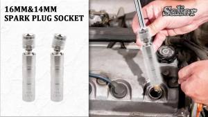 Salior 16mm&14mm Spark Plug SocketThin Wall 12 Points 3/8" Drive Spark Plug Removal Tool Compatible with BMW Nissan More CarCRV Steel Magnetic Spark Plug Socket Set Car Tools (14mm+16mm)