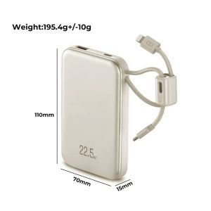 Anvers Power Bank 20000/10000mAh 22.5W Fast Charging Portable Charger Built-in Type-C Lightning Cable CCC Certified