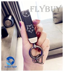 FLYBUYSHOP Classic Design Leather Keychain Luxury Lanyard Key chain For Men Women Plaid Pattern Car Key Ring