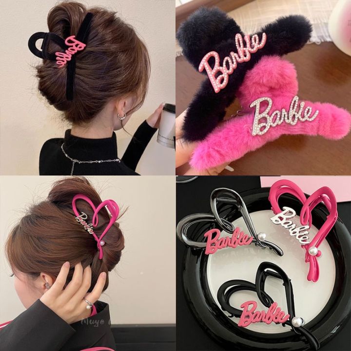 Barbie Doll Pink Hair Clip Sweet Feather Letters Sparkling Diamond Hair Accessories for Women Lazada PH