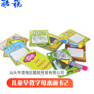 Word Drawing Flashcard Letter Number Flashcard Watercoloring Word Cards Toddler Learning Cards Gift for Kid 3-5