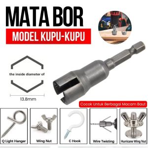 Kepala Bor Wing Nut Driver Baut Kupu-Kupu Adaptor Hook Plafon Gantungan Lampu