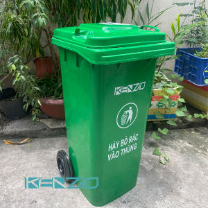 Thùng rác nhựa KENZIO 120 lít - MÀU VÀNG CAM XANH