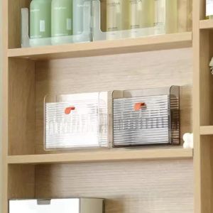 Makeup Brush Holder Organizer Front Opening Lid Make up Adhesive Wall Mount Clear Brown Anti Slip Lock