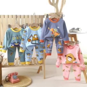 1pcs Childrens Underwear Set Kids Soft Cotton Pajamas Boys Girls Baby Spring Autumn Cute Cartoon Long Sleeve Home Sleepwear2026