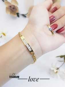 Titanium Set Gelang Dan Cincin Gold Permata Xds0