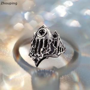 【ZP】Cute Unique Cross Burning Cathedral Gothic Window Hollow Carved Adjustable Alloy Open Ring For Daily Wear Jewelry Gift